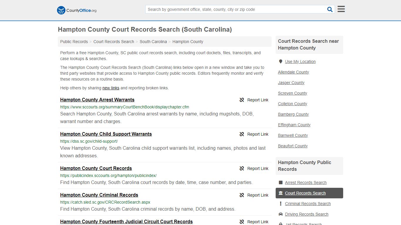 Hampton County Court Records Search (South Carolina) - County Office